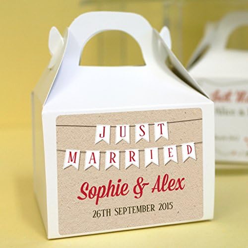 Pack of 100 PERSONALISED Wedding Favours / Cup Cake Boxes (Flat packed) - C