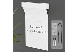 ZHIDIAN Magic Whiteboard Sheets Static 25x30" 15 Sheets Magic Chart White Board Roll with Acrylic Box Reusable Whiteboard Paper Squared Static Cling Dry Erase Sheets Stick to Any Flat Surface