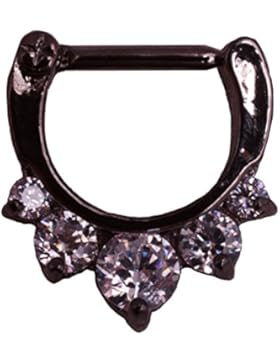 Nasenpiercing Septum Nasenring Ring Klapp Piercing Nase Kristall-Besatz Schwarz