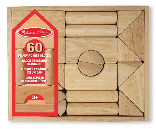 Melissa & Doug Standard Unit Building Blocks - Natural Hardwood (60 Pieces)