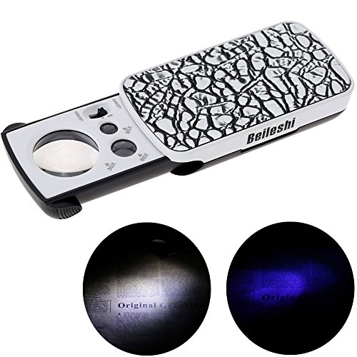 KKmoon 30X   60X   90X Lupa de Gran Aumento Port  til Multifuncional con 2 Luces LED 1 UV Luz Detecci  n de Dinero Herramienta de Aumento para Joyer  a