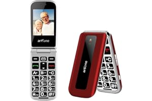 artfone F20 Telefono Cellulare per Anziani丨GSM Flip Telefoni Cellulari con Tasti Grandi丨2.4" Display丨Funzione SOS丨Volume Alto丨Doppia SIM丨Batteria da 1300 mAh丨Funzione di orario丨Torcia丨Radio - Rosso