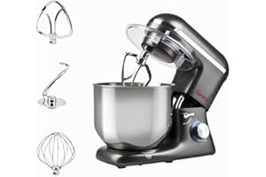Girmi IM46 Impastatrice Planetaria, 1800 W Max, 8 Litri, 6 Velocità, Pulse, Contenitore inox, Dispositivo di sicurezza, Accessori inclusi, Grigio Antracite
