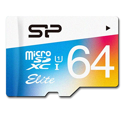 Silicon Power Elite  	SP064GBSTXBU1V20SP - Tarjeta de memoria con adaptador SD, 64 GB, micro SDHC UHS-1 Class 10, velocidad de lectura hasta 85 MB/s, Flash