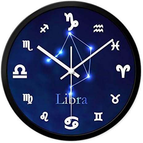 Wall clock Wall Clock, Bedroom Wall Clock, 12 Constellation Clock, Size: 12inch, 14inch ( Color : Libra , Size : 14inch )