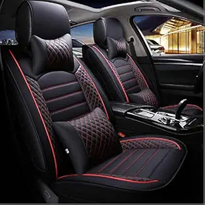 PegasusPremium Naapa Leather car seat Cover for Kia Seltos (Black-Red)