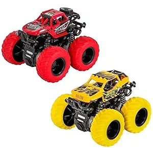 DEVICE OF URBAN INFOTECH Monster Trucks Toys for Boys, Mini Push and Go Cars Set 360 Degree Rotation 4 Wheels Drive Durable Friction Powered Monster Truck Toys for Kids (Pack of 2)