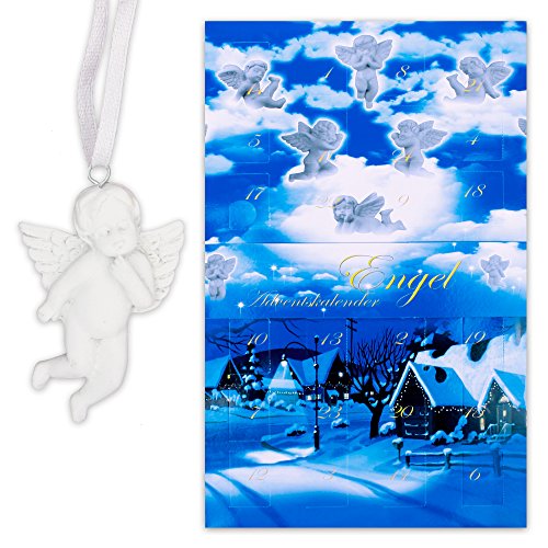 Himmlischer Adventskalender mit 24 Engelchen aus Polyresin zum Aufhängen inkl. Aufhängeset - 3