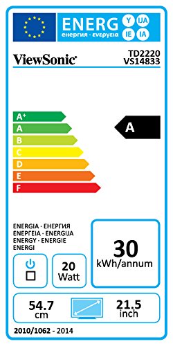 ViewSonic TD2220-2 - Monitor 21 5  Full HD multit  ctil  1920 x 1080  200 nits t  ctil VGA DVI Hub USB  altavoces integrados y un dise  o de montaje VESA   color negro