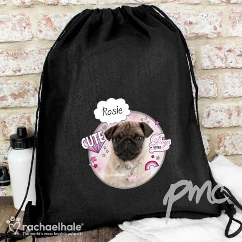 Personalised Rachael Hale Doodle Pug Black Swim & Kit Bag