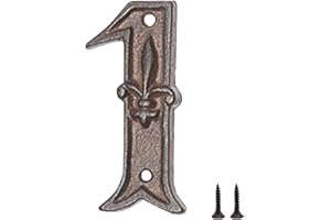 Zayookey Numero Civico in Ghisa 12 cm Numero di Indirizzo Rustico Numeri delle Cassette Postali Esterno Metal House Numbers con 2 Viti (Numero 1)
