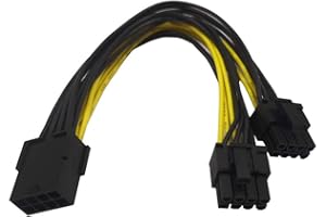 ZkeeShop 8 Pin Female to Dual 8 Pin (6+2) Male Splitter Power Adapter Cable GPU Power Cable 8 Inch (1 PCS)