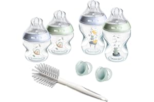 Tommee Tippee-Babyflaschen, Natural Start-Set f. Neug., Anti-Kolik-Flaschen (150ml und 260ml), brustähnl. Sauger (mittel), selbststeril. Zubehör, blau