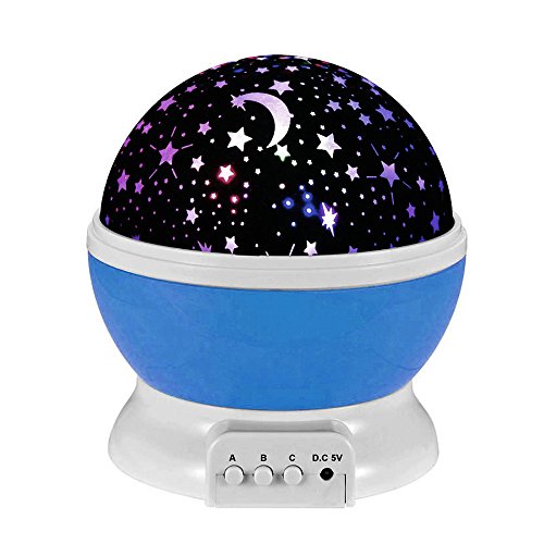 Preisvergleich Produktbild Mond-Sterne-Beleuchtungslampe,Bestes Weihnachtsgeschenk Weihnachtsbeleuchtung Sunvito Star Sky Moon Decorative Light,Mood Light with 4 LED Korne 360 Rotating fuer Bedroom, Playroom, Baby Room, Kids Room ,LieberHalloween, Christmas, Romantic