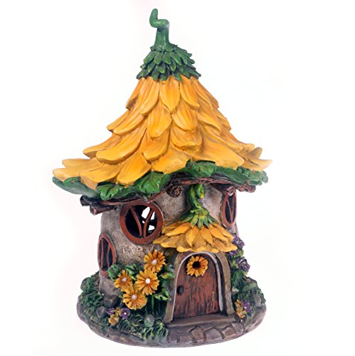Solar Powered beleuchtet Fairy gelb Cottage/Dwelling Garten Ornament - 3