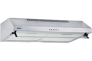 NEG Dunstabzugshaube NEG15-ATS+ (Silber) Edelstahl-Unterbau-Haube mit Doppelmotor (Abluft/Umluft) und LED-Beleuchtung (60cm) Unterschrank- oder Wandanschluss