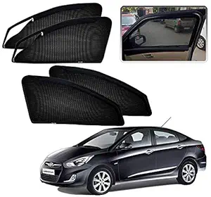 Carazy Zipper Magnetic Sun Shades Car Curtain for - Verna Fluidic 2013 - Set of 4 Pcs