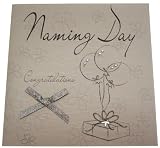white cotton cards WB117A Handmade Naming Day Card, White