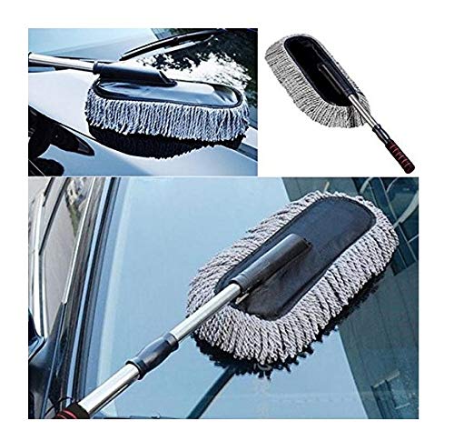 Auto Hub Super Soft Microfiber Car Duster Exterior with Extendable Handle, Car Brush Duster for Car Cleaning Dusting - Grey