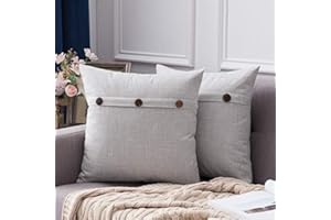 MIULEE Zestaw 2 poszewek na poduszki, ozdobne, kwadratowe, lniana poszewka na poduszkę, w stylu rustykalnym, dekoracja w stylu vintage, na poduszkę do sypialni 50 x 50 cm