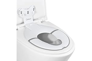 Orzbow Plegable Adaptador Wc Niños, Portatil Reductor Wc Niños con Barrera de Orina de Goma Blanda, Universal Adaptador Baño para Niños con Ventosa, Longitud Ajustable, Fácil de Instalar, Blanco