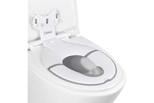 Orzbow Pliable Reducteur Toilette Enfant, Portable Réducteurs de Toilettes avec Caoutchouc Mou Barrière à L'urine, Universel Adaptateur Toilette Enfant, Longueur Ajustable, Facile à Installer, Blanc