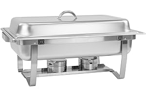 SQ Professional Banquet Stainless Steel Foldable Chafing Dish - Single Compartment Buffet server food warmer Catering Tray with Lid for Restaurant Catering Parties Weddings -9.5L