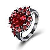 Adisaer Damen Ring Titan Gold Ringe Männer Titanring Edelstahl Damen Ring 14K Vergoldet Schwarz Rund Strass Platz Cz Rot Größe 54 (17.2) Hochzeit Süß Ring Für Liebhaber