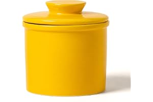 Cuxawamiyo fransk smörlåda keramik med lock, enfärgad smörkruka med vattenlinje, retro smörbehållare för disk, kök och matbor