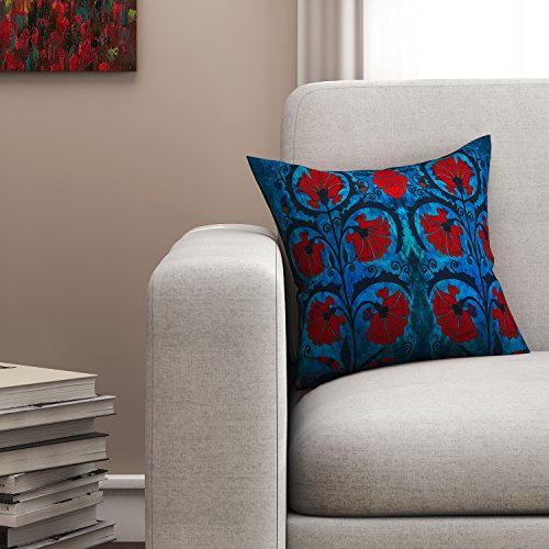 SEJ by Nisha Gupta Cushion Covers 16 Inchx16 Inch 1 Pcs | Printed Polyester Cushions for Sofa Cushion Pillow | Square Pillow Covers for Living Room | Designer Decorative Throw Pillow/Cushion Cover