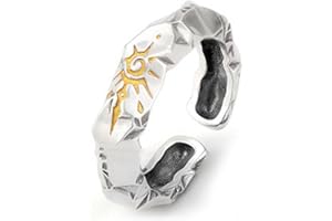 Auriselle Anillo de los Hombres Ajustable Sol de Oro Runas Vintage Vikingo Retro Abierto Anillo Pulgar Gótico Joyería Regalos para Hombres Niños Padre, Negro/Plata
