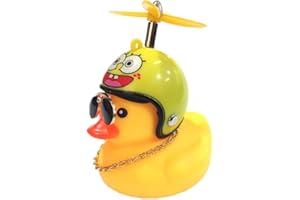 ZOLITIME Canard en Caoutchouc Jouet Ornements Canard Jaune Voiture Tableau de Bord décorations Presser Canard vélo Cornes hélice Casque