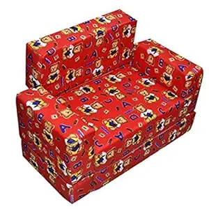 KidsCraft Kids Foldable Very Soft Foam and Cloth Sofa Cum Bed (Red, 1 to 3 Year )