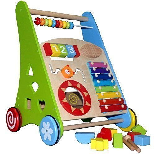Lauflerner ~Activity Walker ~ Baby Walker aus Holz mit Xylophon und Holzsteckspiel