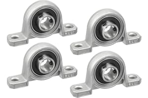 Saipor 4Pcs KP001 Pillow Block Mounted Ball Bearing 12mm Bore Zinc Alloy Self-Aligning Mounted Flange Pillow Block Bearings for Diameter 12mm Linear Motion Shaft Rod