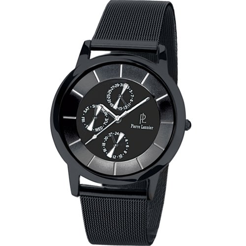 PIERRE LANNIER Herren-Armbanduhr Analog Edelstahl schwarz 242B338