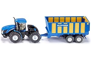 siku 1947, New Holland Tractor with Silage Trailer, 1:50; Metal,Plastic, Blue, Multifunctional
