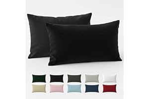 Dreamzie - Poszewka 50x70 Wzmocniona Bawełna (Zestaw 2) - Czarny - Gęsta tekstura 57 Nitków/cm² - Poszewki na poduszki 50 x 70 cm - Poszewka na poduszkę 50x70 Certyfikat Oeko Tex