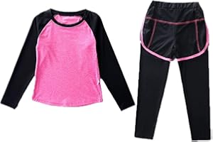 Echinodon Mädchen Sport-Set 2tlg Schnelltrockend Langarmshirt + Hose mit Shorts Trainingsanzug für Jogging Fussball Yoga