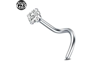AceFun 20G piercing nariz titanio plata 1 forma G23 plata recta Piercing nariz Joyería para Mujeres Hombres plata circonio cúbico diamantes 1.5mm 2mm 2.5mm 3mm