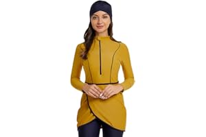 EOTCT Muslim Swimsuit Women's 3 Piece Long Sleeve Modest Swimwear Islamic Arabic Swimming Costume Hijab Burkini Built in Bra Full Cover Muslim Swimsuits