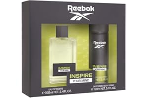 Reebok Inspire Your Mind Estuche Regalo Perfumes Hombre Pack de 2 Piezas Eau de Toilette 100ml y Desodorante Body Spray 150ml con Vaporizador Set Fragancia Fresca, Sensual y Oriental Colonia Hombre