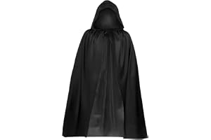 120 cm svart kappa, Halloween-kappa, Halloween-kappa, huvkappa med 20 Halloween-tatueringar, satin vampyrkappa, halloween cos