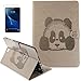 Produktbild Samsung Galaxy Tab A 9.7/T550/T555(2015) Smart Case Hülle mit Panzerglas,ISENPENK Original Flip Bookstyle samrt cover Wasserdicht Shockproof Anti Slip Protection Stoßfest Leather Case mit Standfunktion,3D Panda Muster Pattern Wallet Case mit Intern Karte Schlitz,Outdoor Stoßdämpfend Smart Case Sleep/Wake Funktion Luxus Wallet Tasche Schutzhülle Leathertasche für Samsung Galaxy Tab A 9.7/T550/T555(2015) 9.7Zoll[grau]+Panzerglas/Schutzfoile/Scutzglas