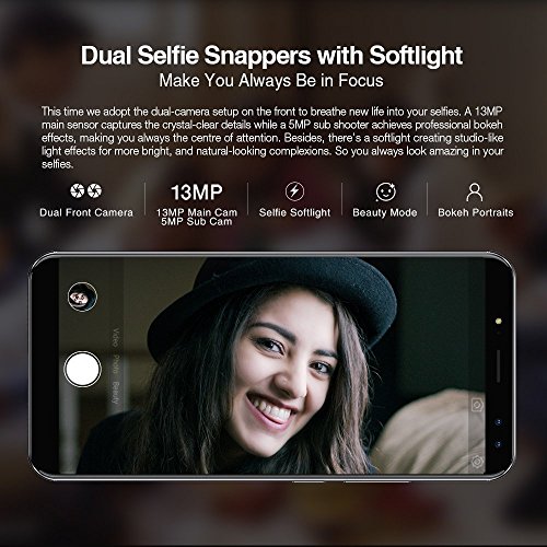 Ulefone Power 3 - 6,0 Zoll FHD 4G Phablet (18:9) Android 7.1 Smartphone mit Gesichtserkennung, 6080mAh MTK6763 Octa Core 2.0GHz 6GB RAM + 64GB ROM, 21MP + 5MP Quad Kameras, Corning Gorilla Glass 4 Screen - Schwarz