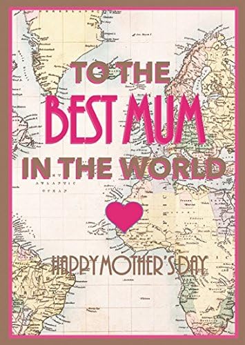 Juicy Lemon Mum Handcrafted Mother's Day Card - Pink Text, World Map &amp; Heart 9.75" x 6.75"