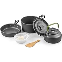 Terra Hiker Camping Kochgeschirr Töpfen, Leicht Aluminium Campinggeschirr, Faltbare Campingtöpfe, Outdoor Koch Geschirr