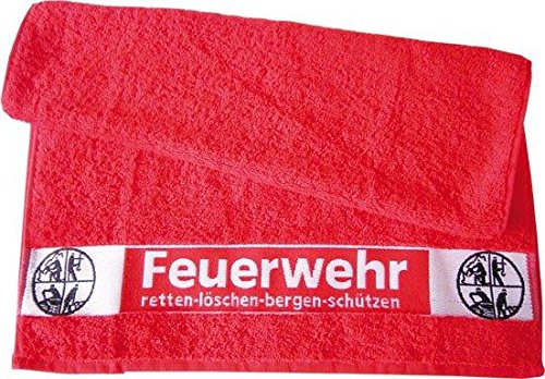 Handtuch 100x50cm FEUERWEHR und Signet Retten Löschen Bergen Schützen 100% Baumwolle