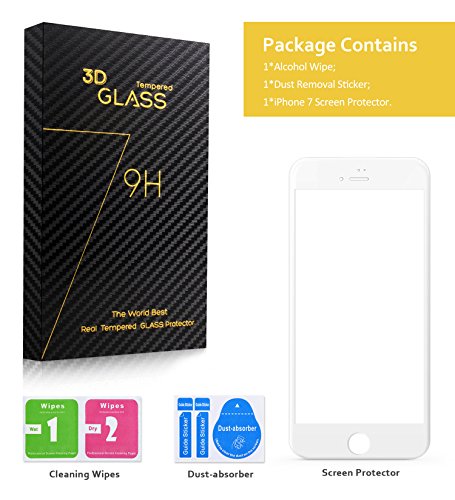SENDIS Protector de Pantalla para iPhone 7 Cobertura Completa  Cristal Templado  color blanco