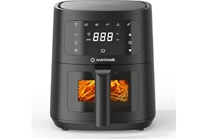 Nutricook Air Fryer Essentials Vision 4.5L – 8 Cooking Programs, Ceramic Coating, See-Through Window with Light, Easy Clean Basket, PFOA & BPA Free, 2-Year Warranty, Model NC-AFE150